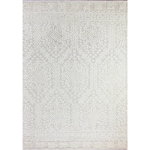 BASHIAN Verona White 5 ft. x 8 ft. (5' x 7'6") Geometric Transitional Area Rug