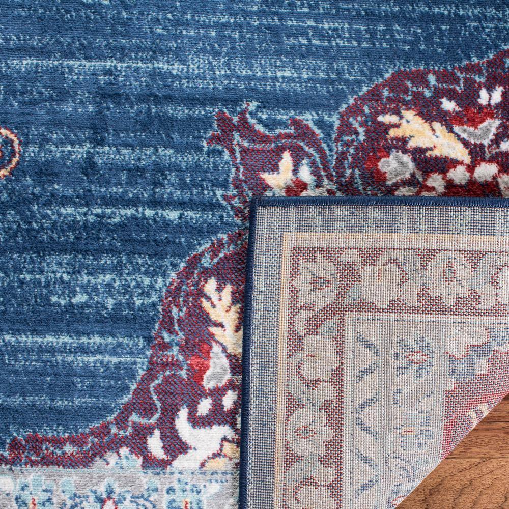 Brentwood Navy and Burgundy Round Synthetic Area Rug