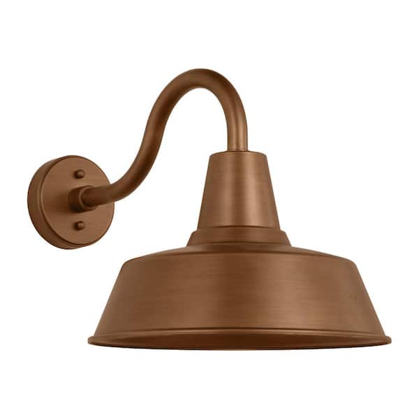 Barn Light 13.5 in. H Natural Copper Outdoor Hardwired Large StoneStrong Wall Lantern Sconce with No Bulbs Included