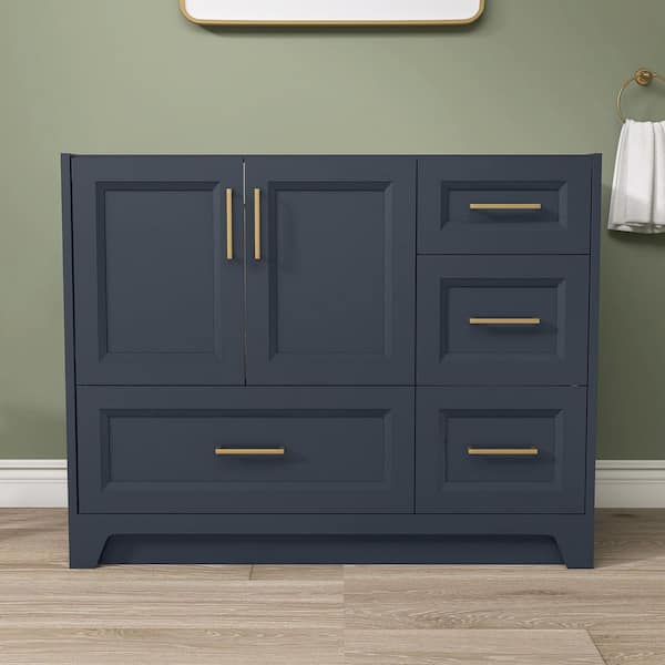 42 in. W x 22 in. D x 34 in. H Freestanding Solid Wood Bath Vanity Cabinet Without Top in Navy Blue Assembled