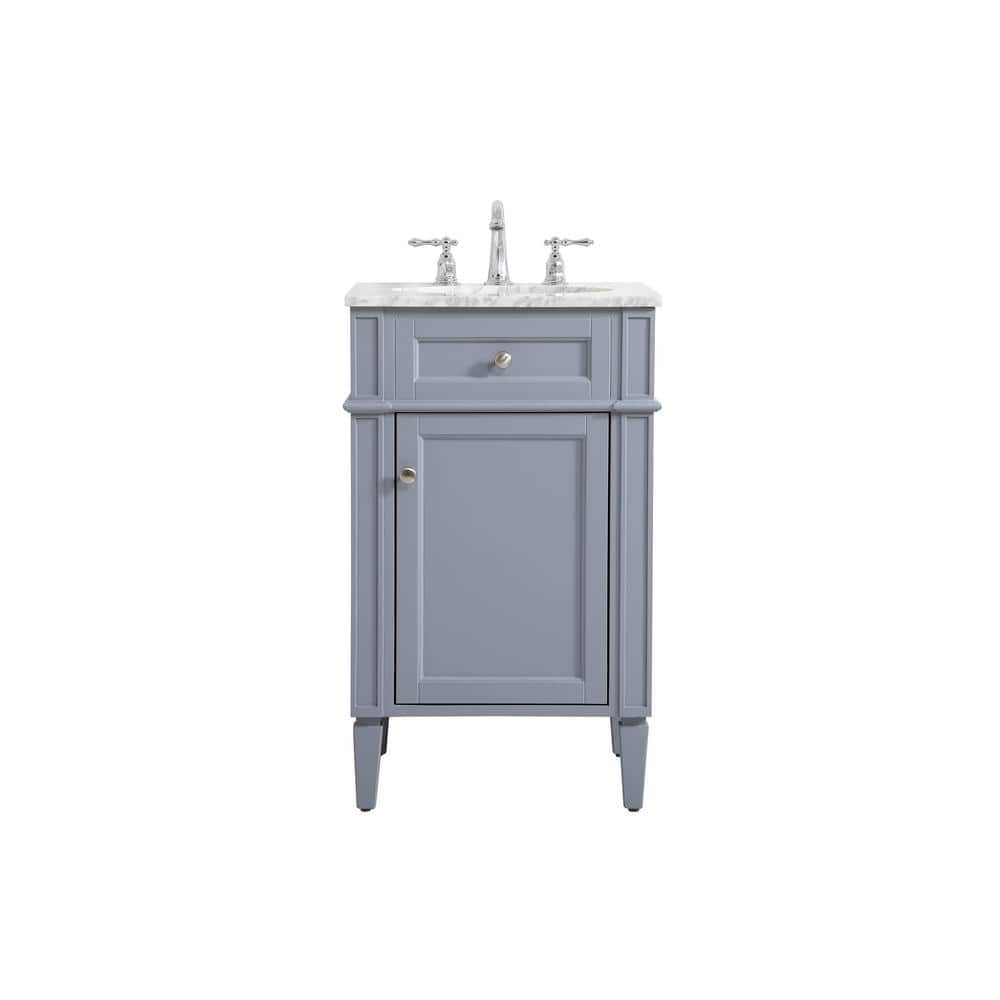 Timeless Home 21 in. W Single Bath Vanity in Grey with Marble Vanity ...