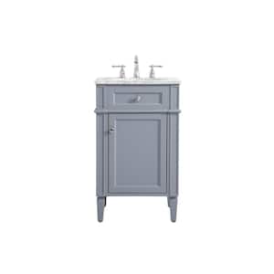 Timeless Home 21 in. W Single Bath Vanity in Grey with Marble Vanity Top in Carrara with White Basin