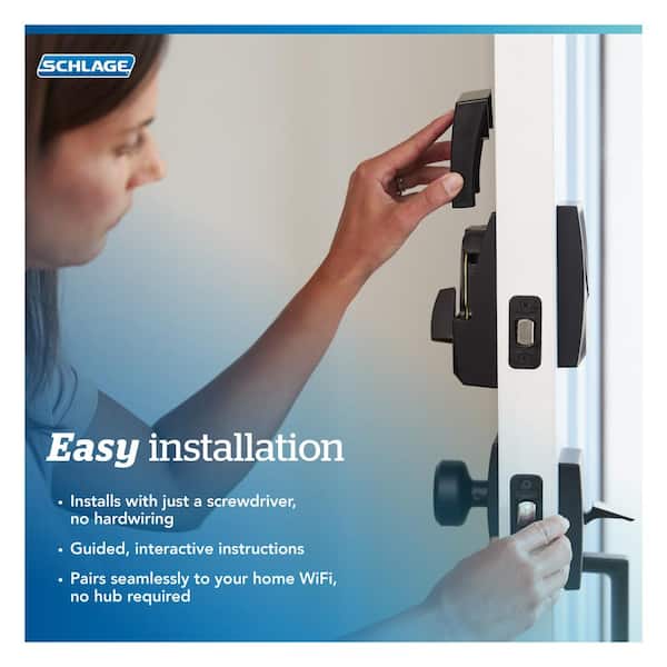 Schlage - Camelot Satin Nickel Electronic Encode Plus Smart WiFi Deadbolt with Alarm