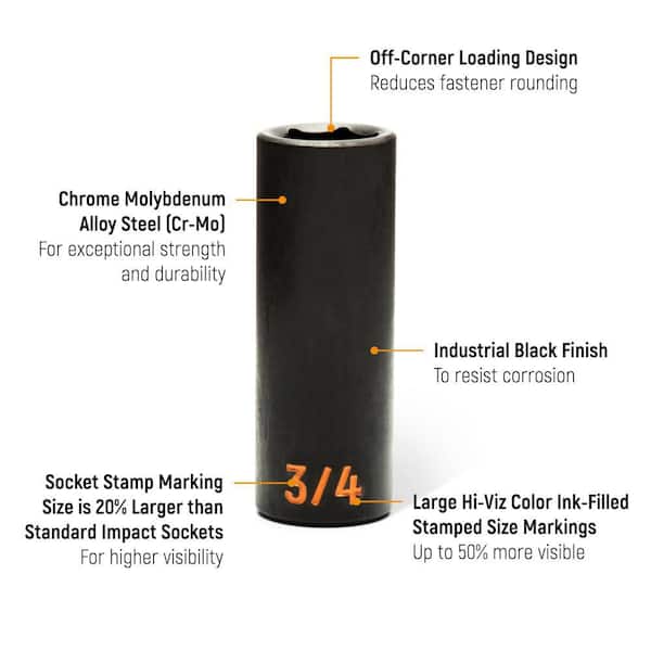 1/2 in. Drive 6-Point SAE/Metric Hi-Viz Deep Impact Socket Set (27-Piece)