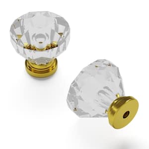 Crystal Palace 1-1/4 in. Diameter Crysacrylic with Brushed Golden Brass Finish Glam Zinc Cabinet Knob (1 Pack)