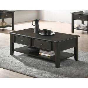 New Classic Furniture Evander 47 in. Espresso Rectangle Wood Coffee Table with Drawer