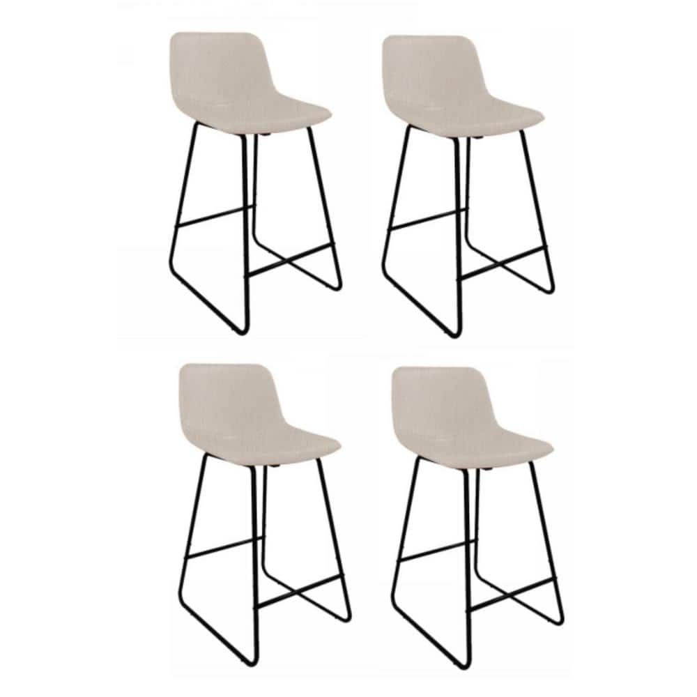 LUE BONA Alexander 24 in. Linen Bar Stools Low Back Metal Frame Counter Height Bar Stool With