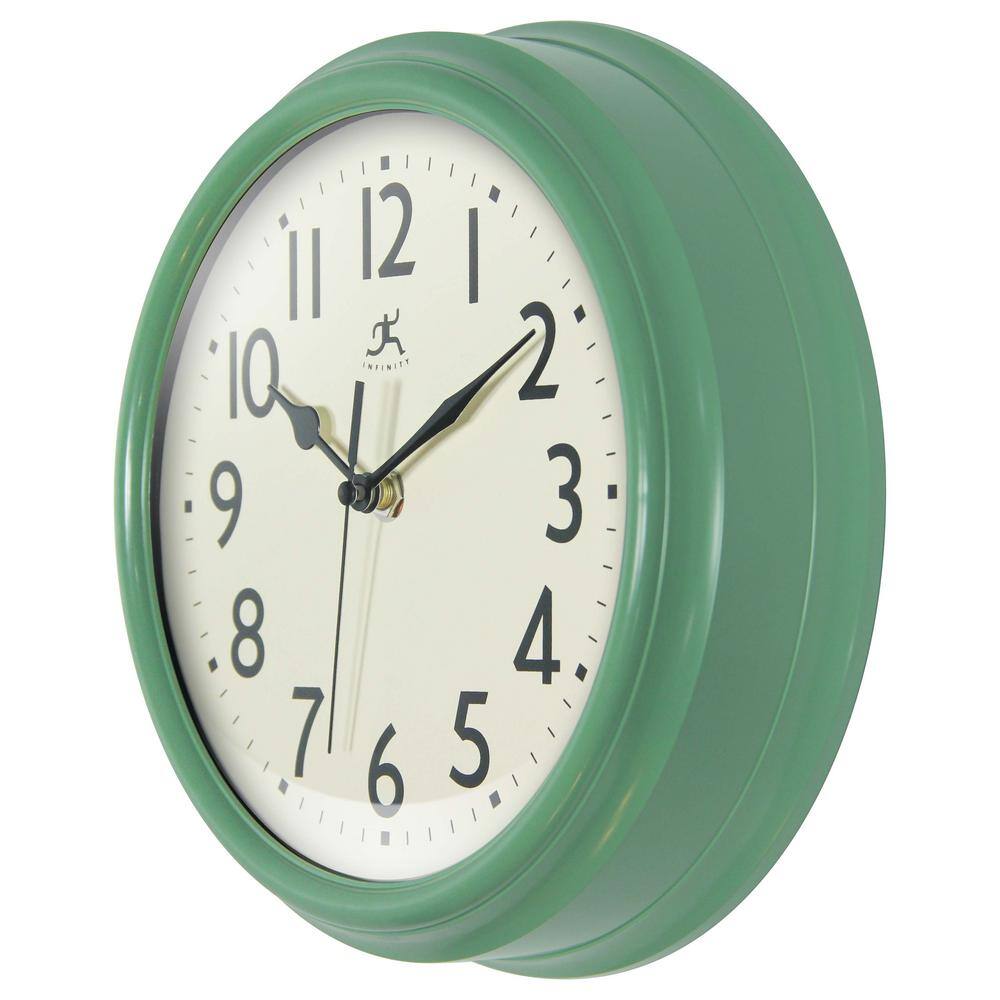 Green Plastic 9.5" Silent Movement Wall Clock