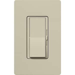 Diva Reverse-Phase Rocker Dimmer Switch, 250-Watt LED/Single Pole or 3-Way, Neutral Required, Clay