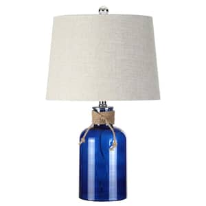 Azure 23.5 in. Cobalt/Natural Glass Bottle Table Lamp