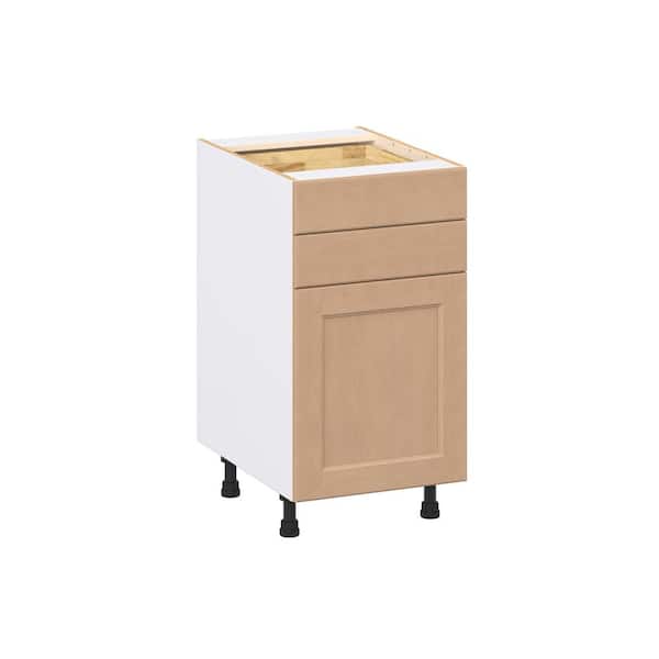 J COLLECTION Lakewood 18 in. W x 24.5 in. D x 34.5 in. H Assembled Shaker Base Kitchen Cabinet in Sugar Cookie with Two 5 in. Drawers