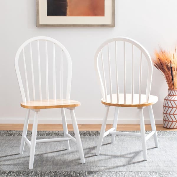 Camden White/Natural Spindle Back Wood Dining Chair (Set of 2)