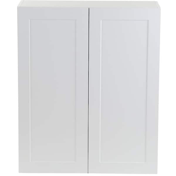 Hampton Bay Cambridge White Shaker Assembled Wall Kitchen Cabinet with 2 Soft Close Doors (30 in. W x 12.5 in. D x 36 in. H)