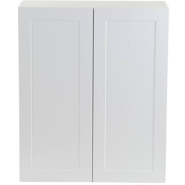 Hampton Bay Cambridge White Shaker Assembled Wall Kitchen Cabinet with 2 Soft Close Doors (30 in. W x 12.5 in. D x 36 in. H)