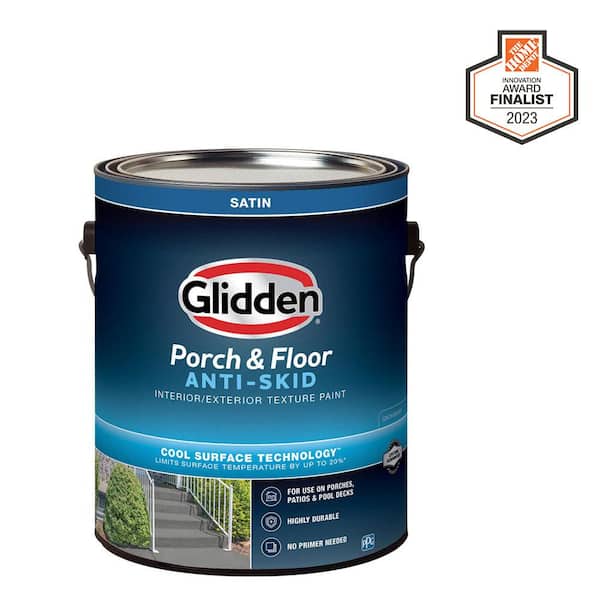 Glidden Porch and Floor 1 Gal. White/Base 1 Textured Satin Interior/Exterior Anti-Skid Porch and Floor Paint with Cool Surface Technology