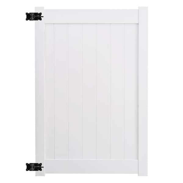 cadeninc 4 ft. W x 8 ft. H White Vinyl Privacy Fence Gate for Garden, Patio, Backyard