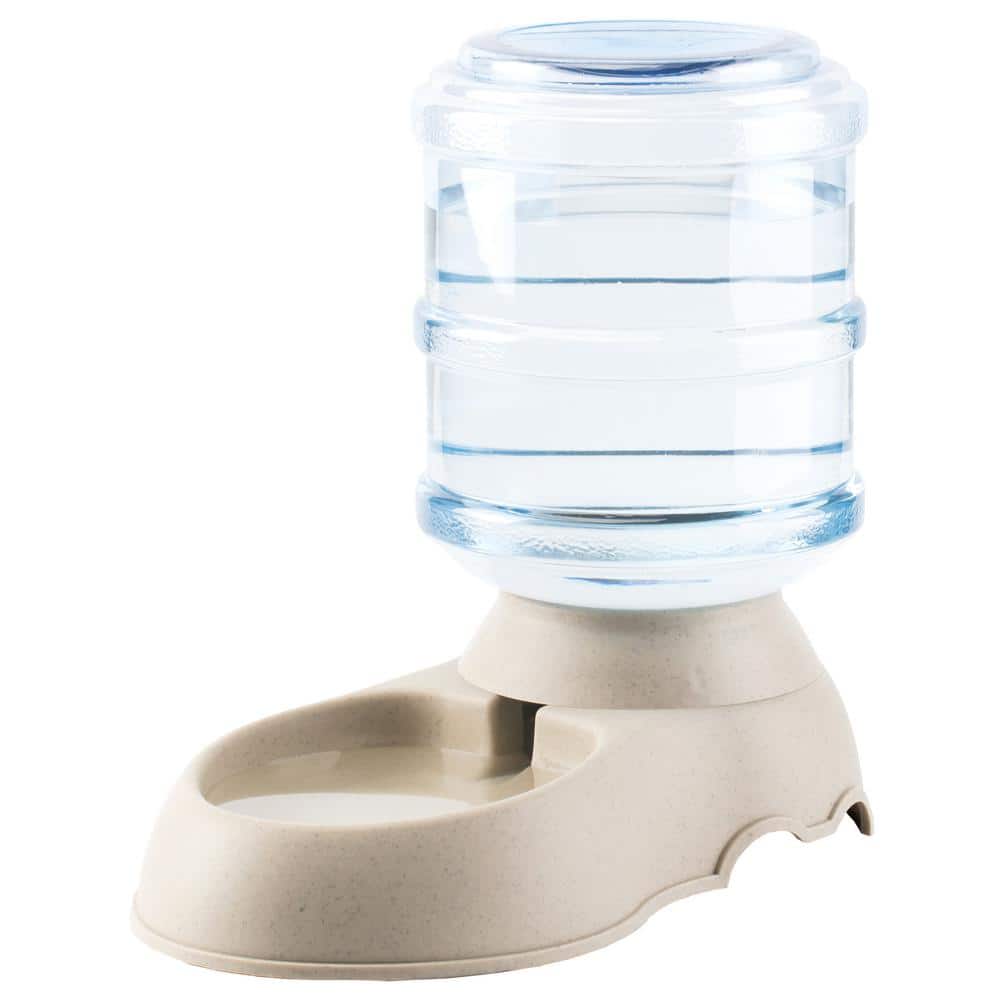 Beige Automatic Self Dispensing Gravity Pet Feeder and Waterer