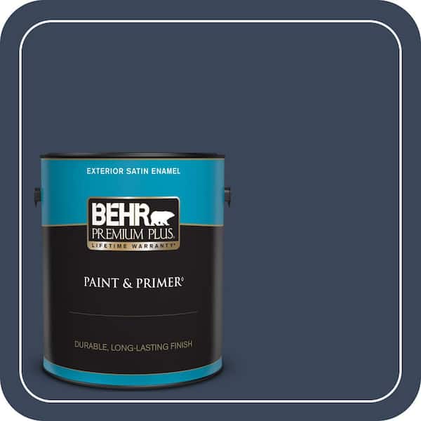 BEHR PREMIUM PLUS 1 gal. #590F-7 Peaceful Night Satin Enamel Exterior Paint & Primer