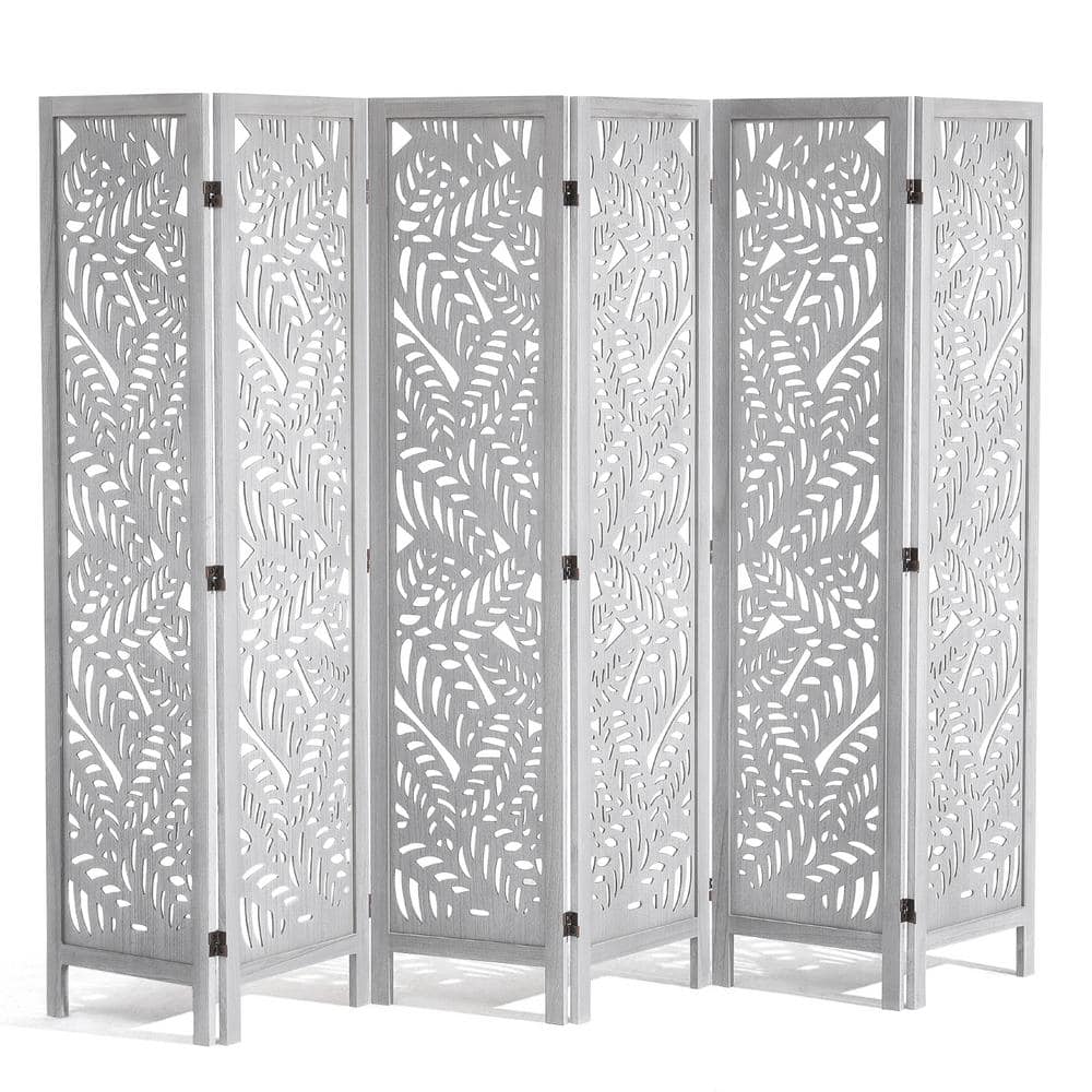 VEVOR Wood Room Divider, 6-Panel Wood Folding Privacy Screen, 66.9 in ...