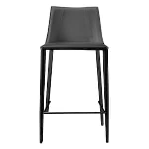 Charlie 25.99 in. Black Low Back Metal Counter Stool with Faux Leather Seat
