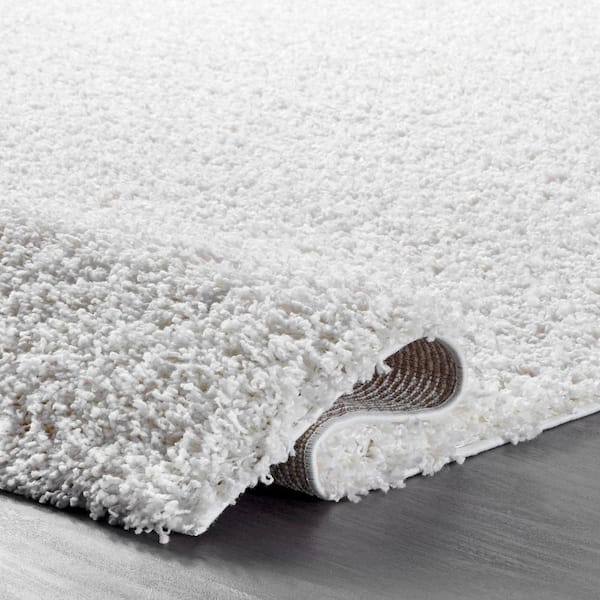 nuLOOM Marleen Plush Shag White 8 ft. x 10 ft. Contemporary Area
