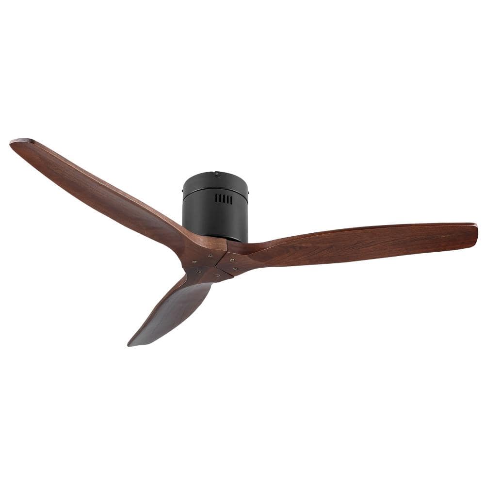 52 in. Indoor Classic Style Flush Mount Black Ceiling Fan with Reversible DC Motor and Wood Fan Blade price history on PriceWatchPro