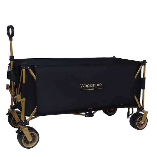 8.75 cu. ft. 480 lbs. Steel Garden Cart in Black, Extra Long Foldable Utility Wagon with 7 in. All-Terrain Wheels