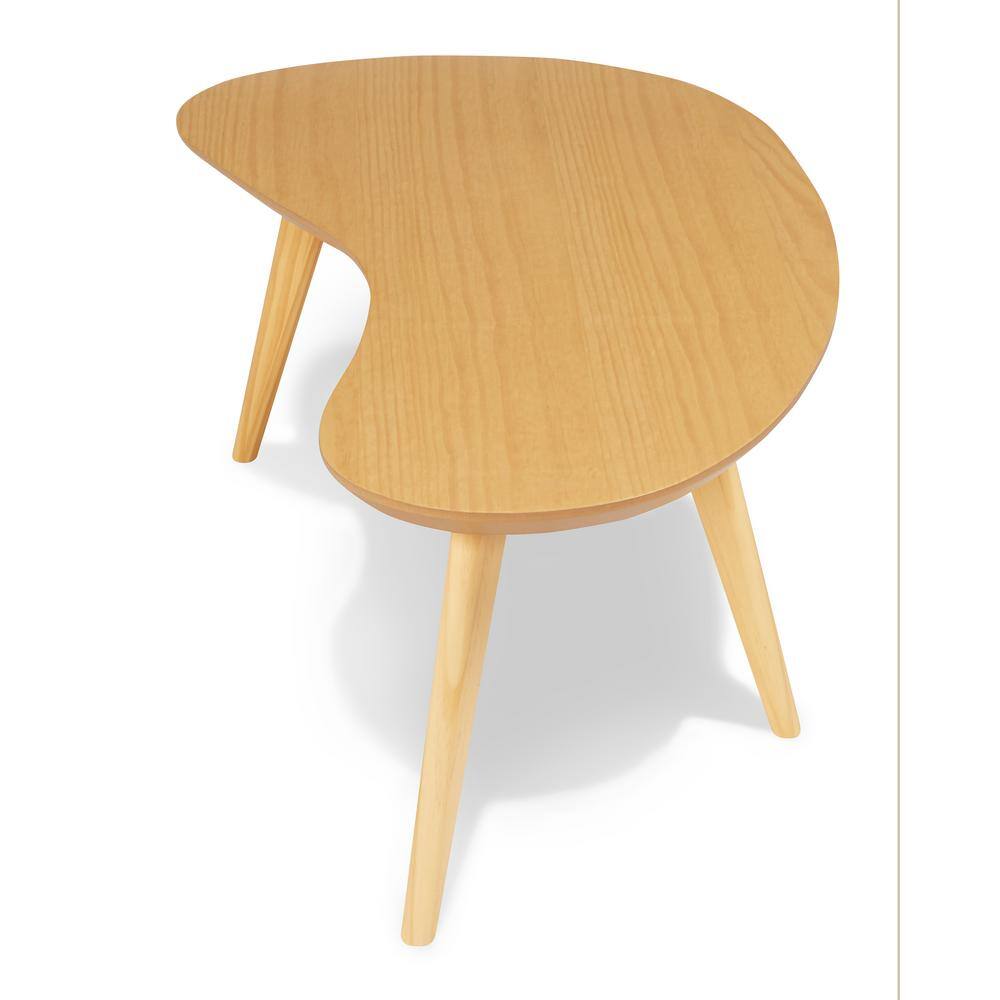 Mid-Century Modern Oak Wood Abstract Coffee Table