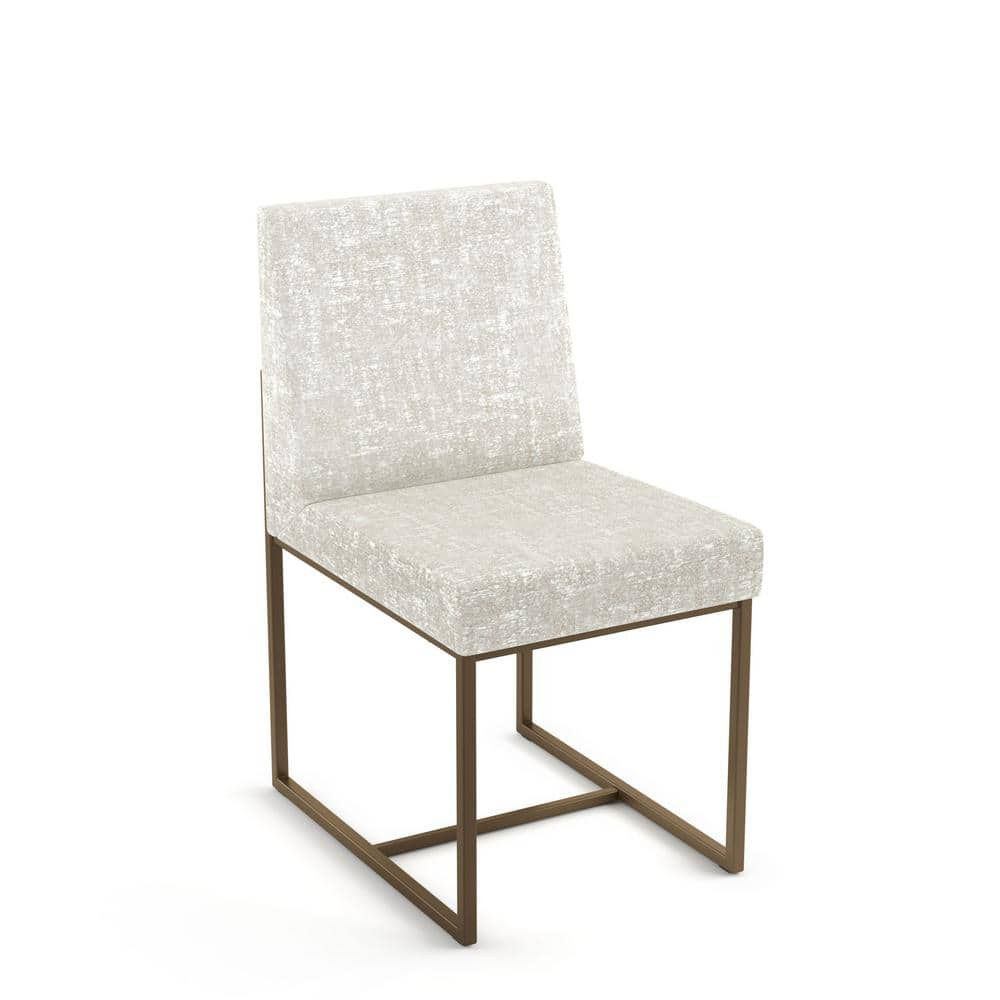 Amisco Derry Dining Chair - White and Cream Chenille / Bronze Metal