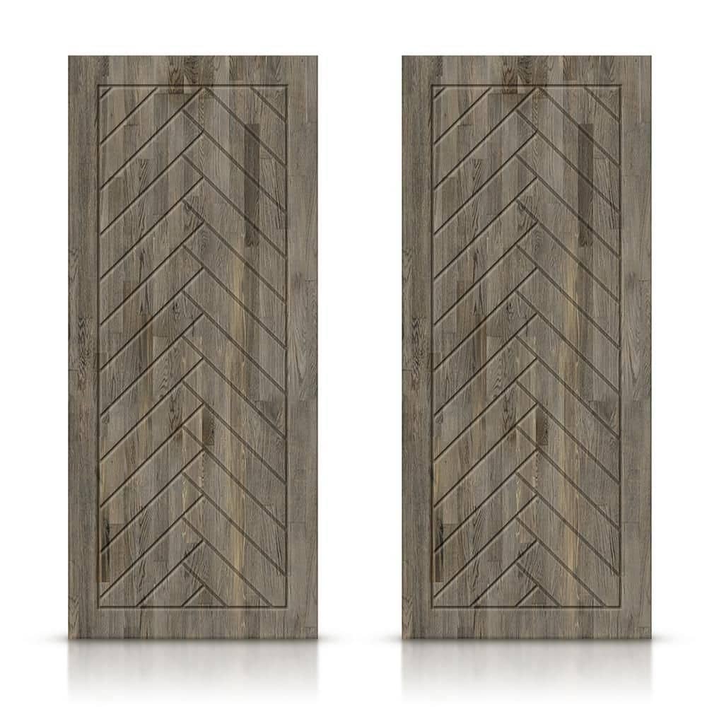 60 in. x 84 in. Hollow Core Weather Gray Stained Pine Wood Interior Double Sliding Closet Doors price history on PriceWatchPro