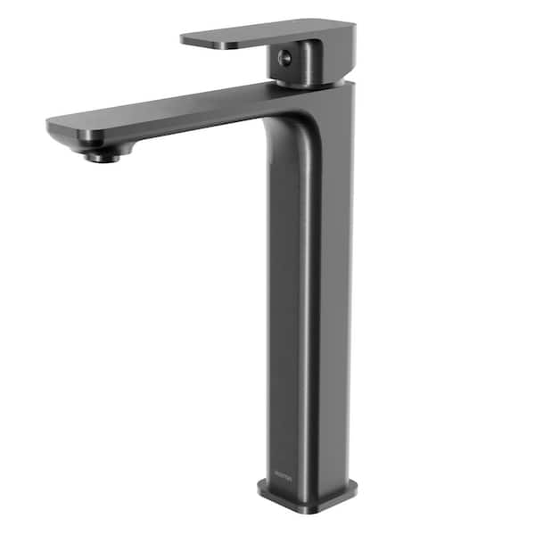 Venda Single-Handle Single-Hole Vessel Bathroom Faucet with Matching Pop-Up Drain in Gunmetal Grey
