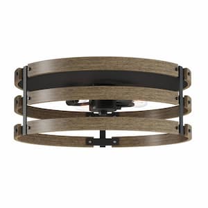 Modern 15.8 in. 3-Light Farmhouse Drum Flush Mount Cage Industrial Charm Ceiling Lamp