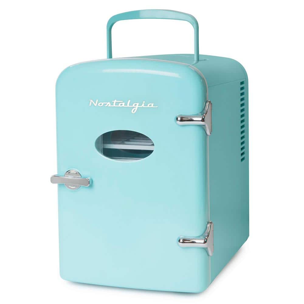 Nostalgia 0.4 cu.ft. Retro 6-Can Personal Mini Refrigerator in Aqua without  Freezer RF6RRAQ - The Home Depot