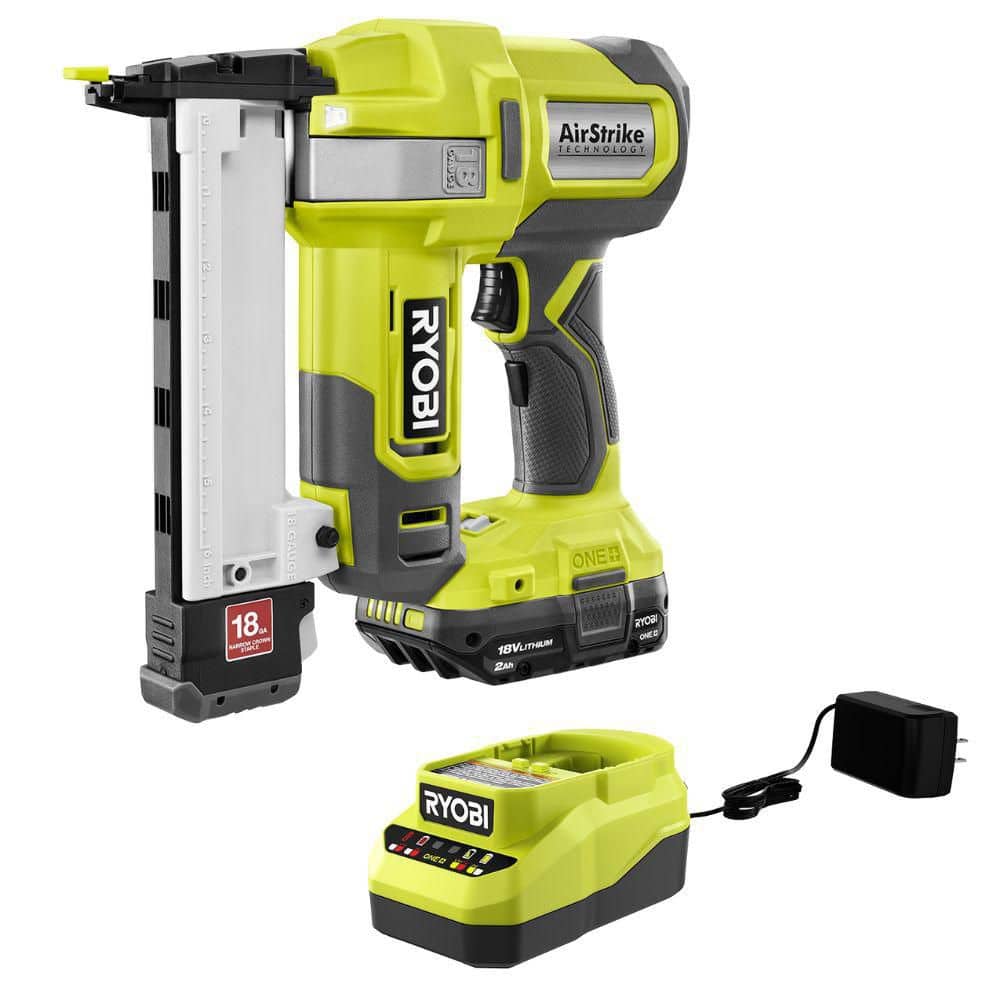 RYOBI ONE+ Airstrike 18GA Narrow Crown Stapler Kit with 2.0Ah