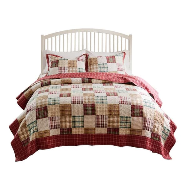 Benjara Evi Red, Ivory and Green Cotton Standard Sham (Set of 3)