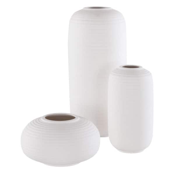 SAFAVIEH Sora 10.25 in. Glazing Ivory Decorative Vase (Set of 3)