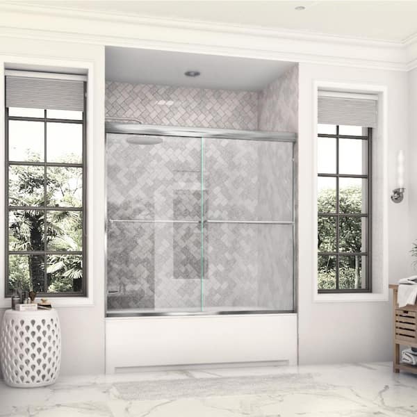 Eurolite 60 in. W x 57.5 in. H Frameless Sliding Tub Door in Chrome