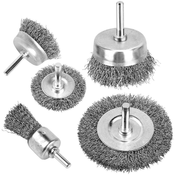 Unbranded Wire Brush Wheel Cup Set 0.012 Carbon Steel 5-Piece for Drill Rust Paint Removal 1/4 Inch Arbor Attachment