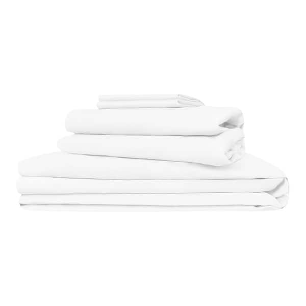 Delara Delara 5-Piece 100% Viscose Derived from Bamboo White Sheet Bundle Set Twin, Soft, Breathable and Moisture-Wicking