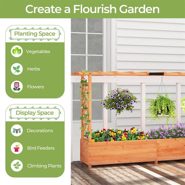 Costway 79 in. Orange Wood rectangular Outdoor Raised Garden Costway 79 in. Orange Wood rectangular Outdoor Raised Garden