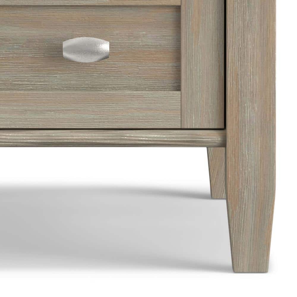 Distressed Gray Solid Wood End Table with Storage