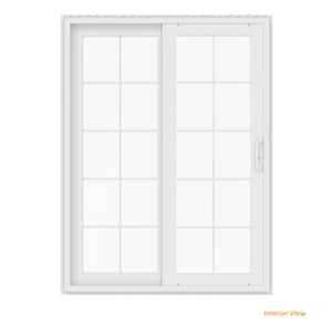 60 in. x 80 in. V-4500 White Vinyl Left-Hand 10 Lite Sliding Patio Door