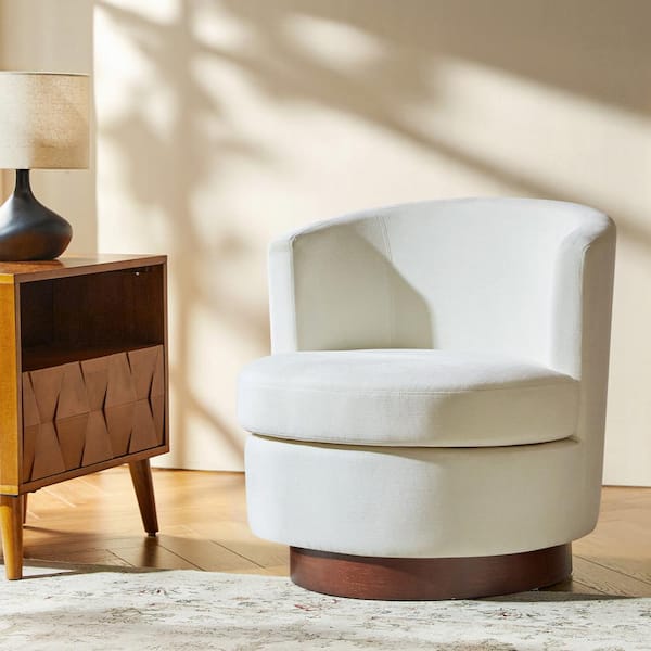 JAYDEN CREATION Arwah Ivy Polyester Cushioned Barrel Chair with Swivel