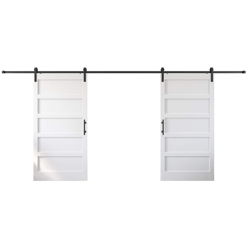 easelife 96 in. x 84 in. (Double 48 in. Doors) 5-Panel Solid MDF White ...