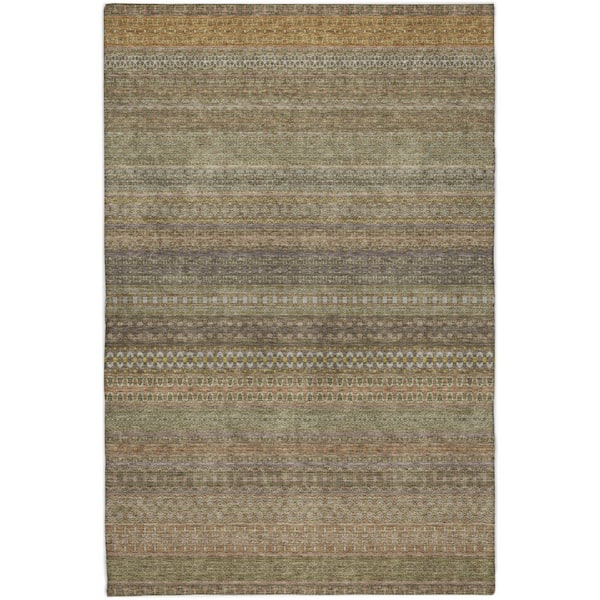Dream Shag Premium Machine Washable Abstract ADS527 Khaki 9 ft. x 12 ft. Area Rug
