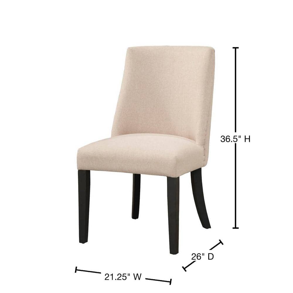 Cream Upholstered Parsons Side Chair with Black Wood Legs