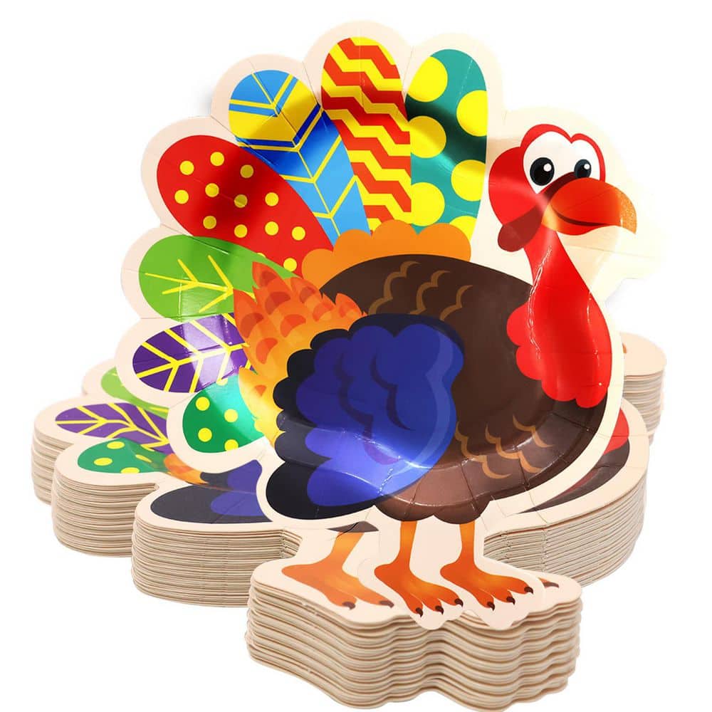 Set of 50 Heavy Duty Disposable Thanksgiving Plates 10.3 x 9.4 in Turkey Design for Fall Party Gatherings price history on PriceWatchPro