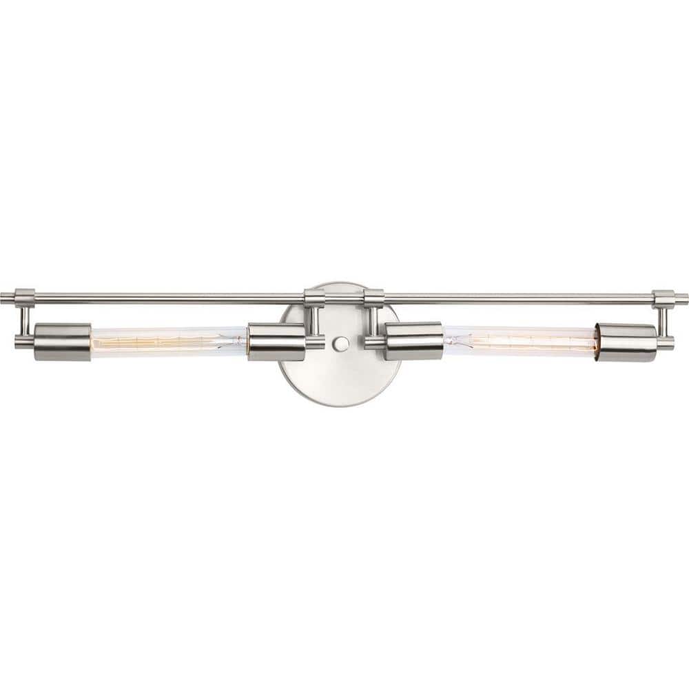 Nickel 27-Inch Industrial Two-Light Bath Vanity Fixture