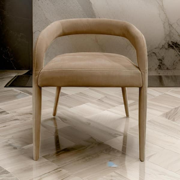 Benjara Beige Polyester Metal Frame Dining Chair