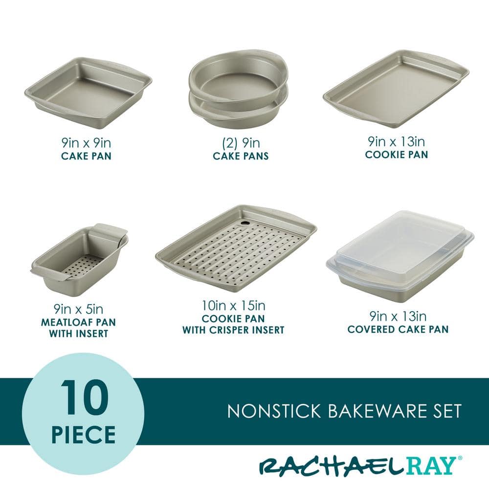 Silver Nonstick 10-Piece Heavy Gauge Steel Bakeware Set
